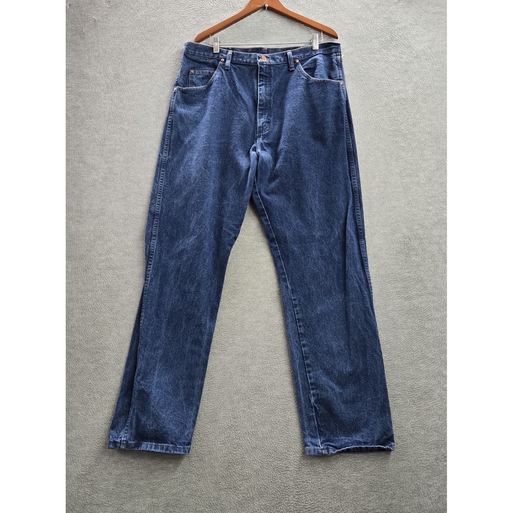 Wrangler Men Jeans 38X34 Blue Denim 31MWZPW Cowboy Cut Relaxed 32" Inseam